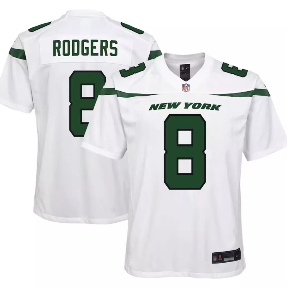New Aaron Rodgers New York Jets Nike Youth Size‎ Large Game NFL Jersey- White